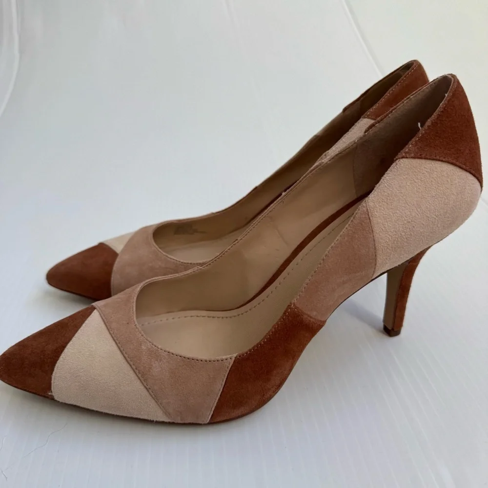 BCBGeneration patchwork suede Tan and Brown Heels